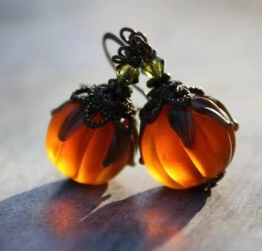 Fashion Pumpkin Halloween Drop Earrings for Women Girls Vintage Orange Pumpkin Dangle Earrings Accessories Funny Jewelry Gifts