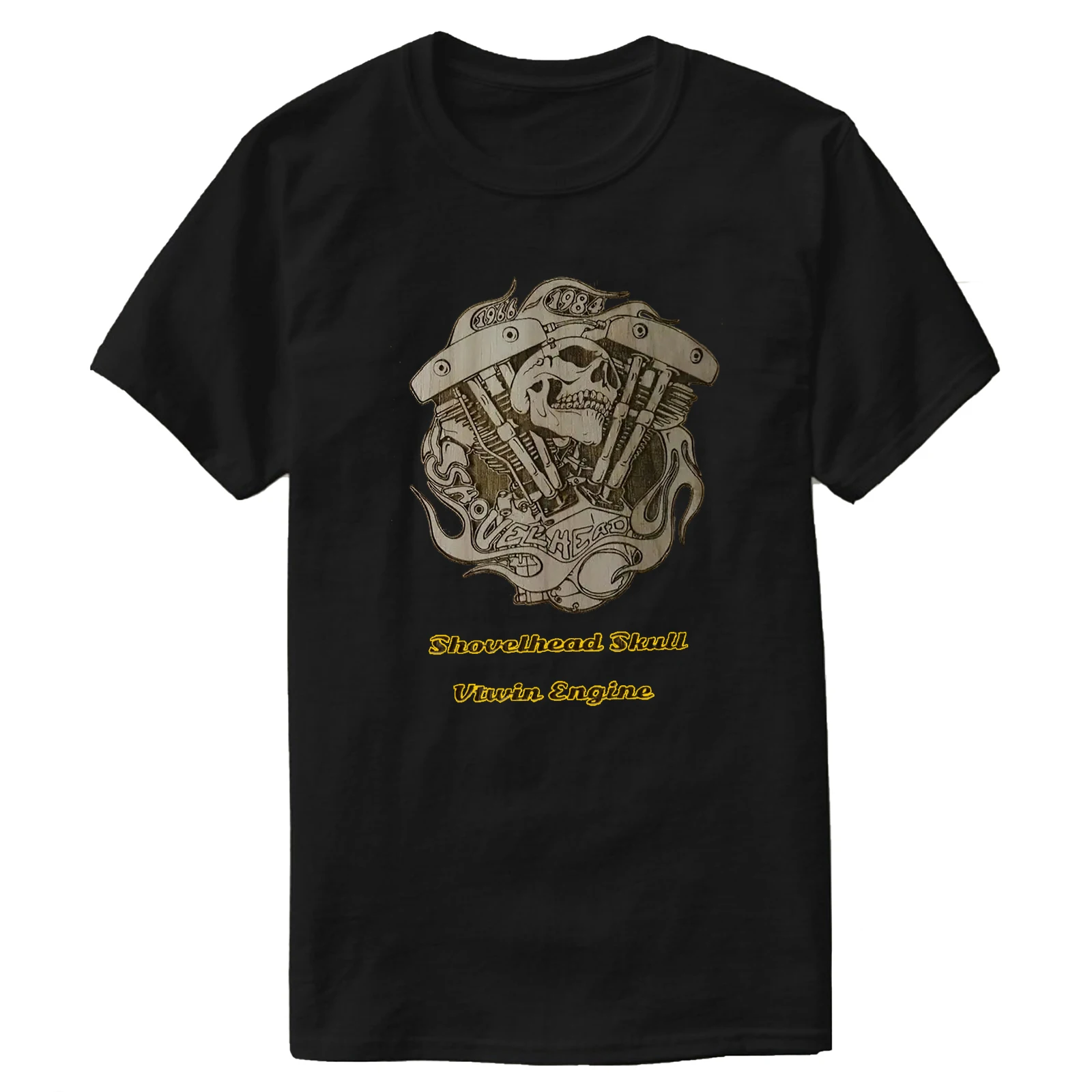 

Retro American Motorcycle Shovelhead Skull HD V-twin Engine T-Shirt 100% Cotton O-Neck Short Sleeve Summer Casual Mens T-shirt