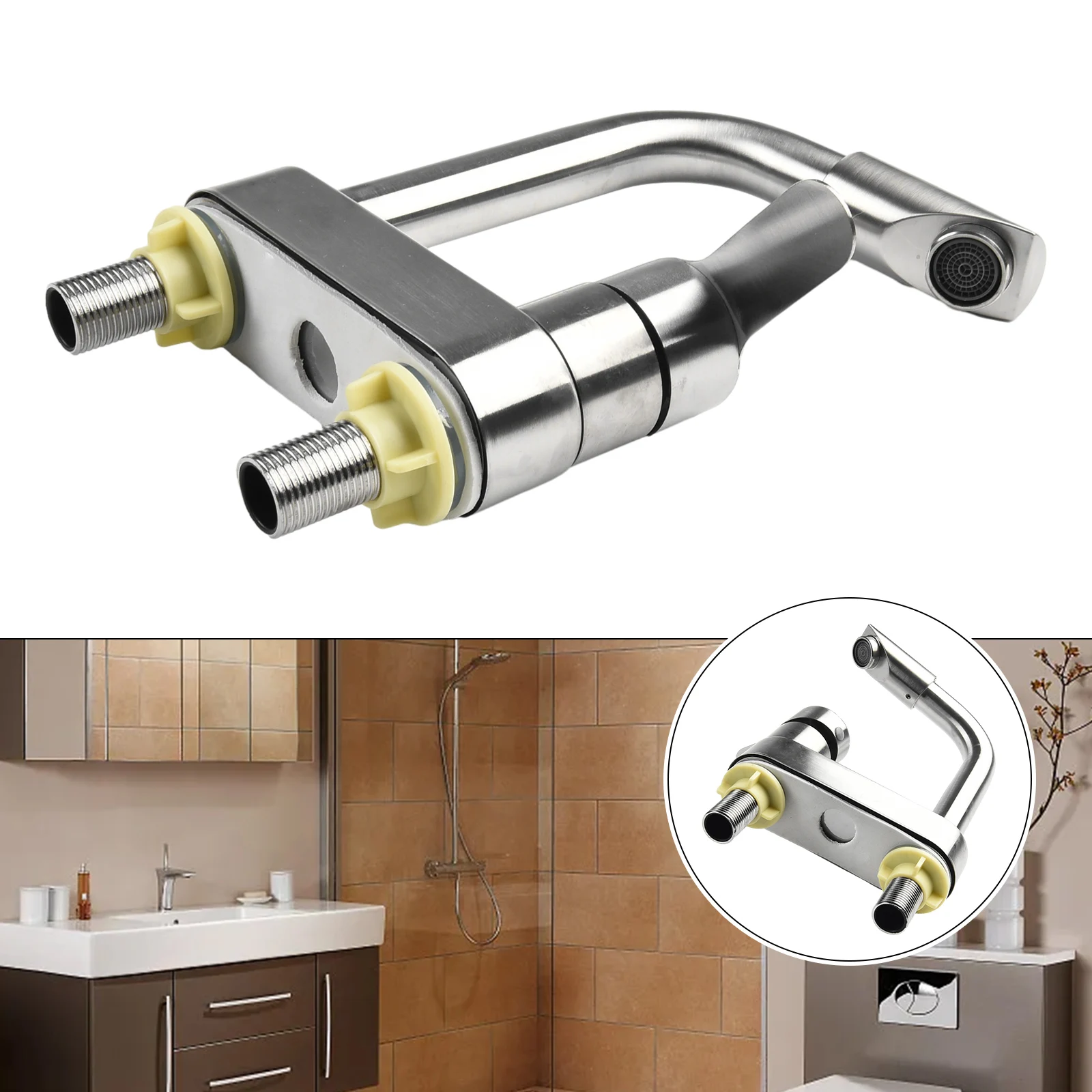 Bathtub Part Basin Faucet 2 Holes Anti Corrosion Contemporary Style Easy To Clean Practical To Use High Quality