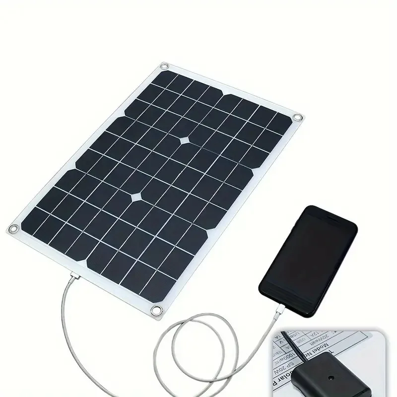 20W Solar Panel Kit 18V Multifunctional Ultra-thin Monocrystalline Dual USB Solar Panel Portable Solar Outdoor Emergency Power