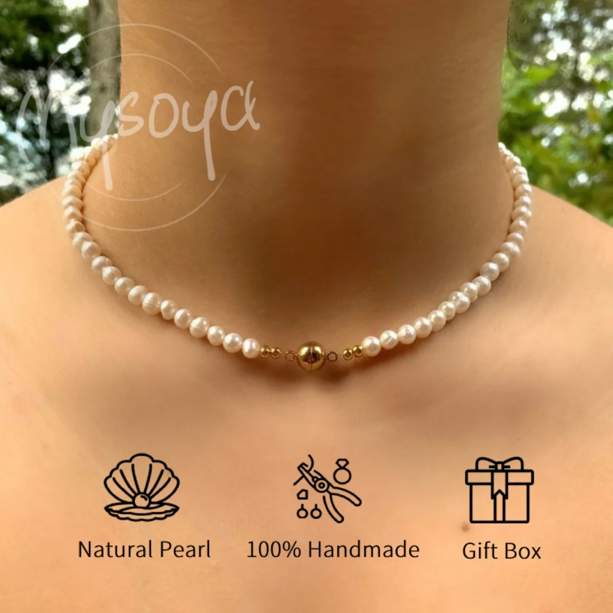 

MYSOYA 5-6 мм ожерелье из натурального пресноводного жемчуга с подарочной коробкой, ювелирные изделия унисекс, индивидуальные ювелирные изделия на день рождения, свадьбу, день Святого Валентина, подарок