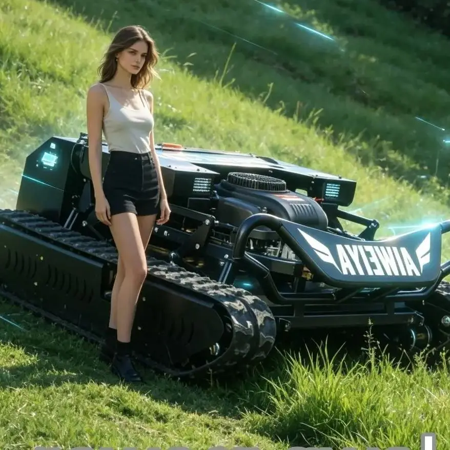 Customized Remote Control Lawn Mower Crawler Type All Terrain Grass Cutting Machine for Garden Farm