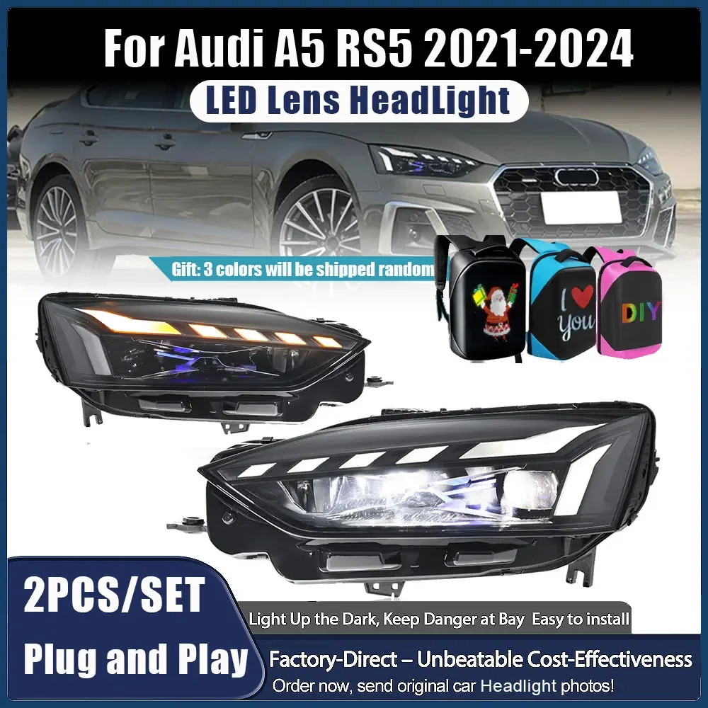 LED Headlamp For Audi A5 2021-2024 Dynamic Signal LED Headlight New 12V Car Head lamp Projector Lens DRL Automotive Accessories