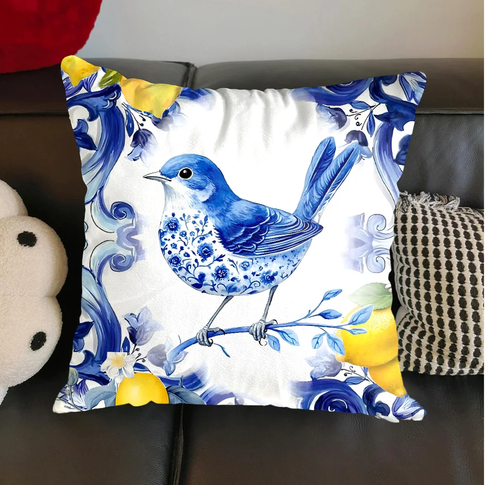 

Decorative Pillowcase Decor 40x40 Kawaii Lemon and Bird Cushion Covers 45x45 Cushions Cover Home and Decoration Living Room