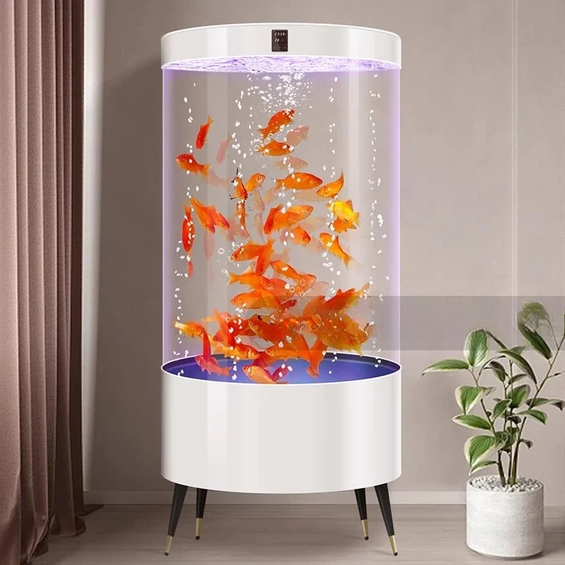 New cylindrical living room household fish tank aquarium glass floor High Quality