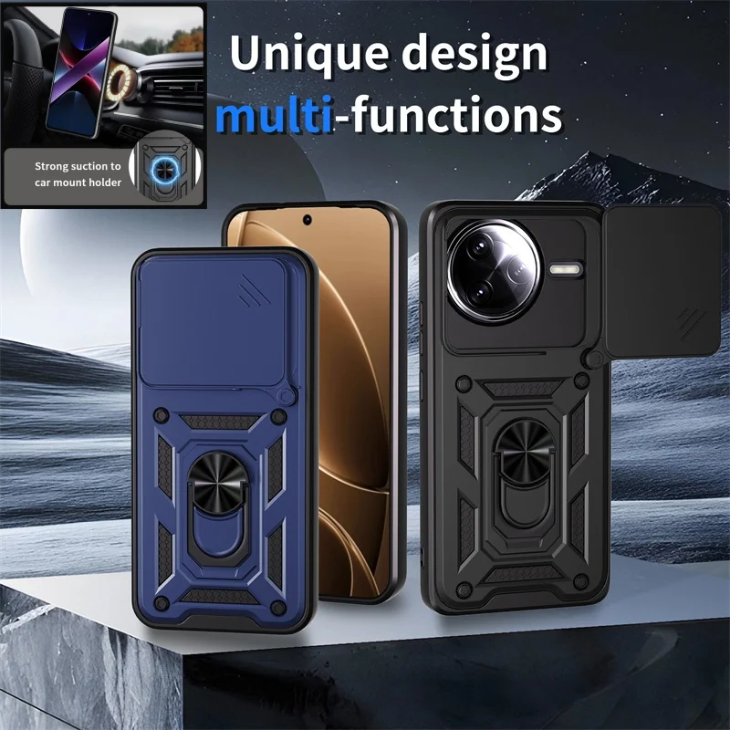 

For Xiaomi Poco F7 Ultra 5G Case Armor Shockproof Slide Lens Cover For Poco F8 F 8 8F Ultra Magnetic Car Holder Ring Cases Coque