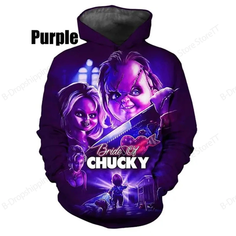 Autumn Winter Men's Hoodie 3d Horror Movie Chucky Print Hoodie Men Women Fashion Halloween Hoodies Boy Coat Women Sweatshirt New