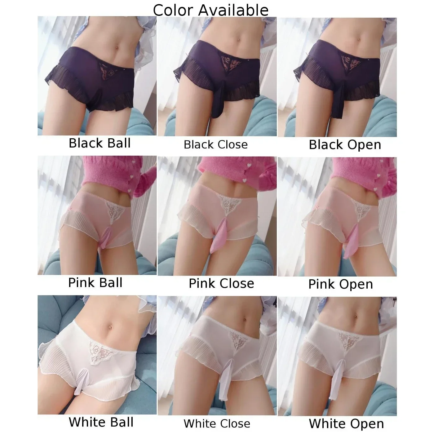 Sissy Lingerie For Men Sexy Ice Silk G-String Middle-Waist Pouch Panties Briefs See-Through Underwear Elephant Trunk Underpant