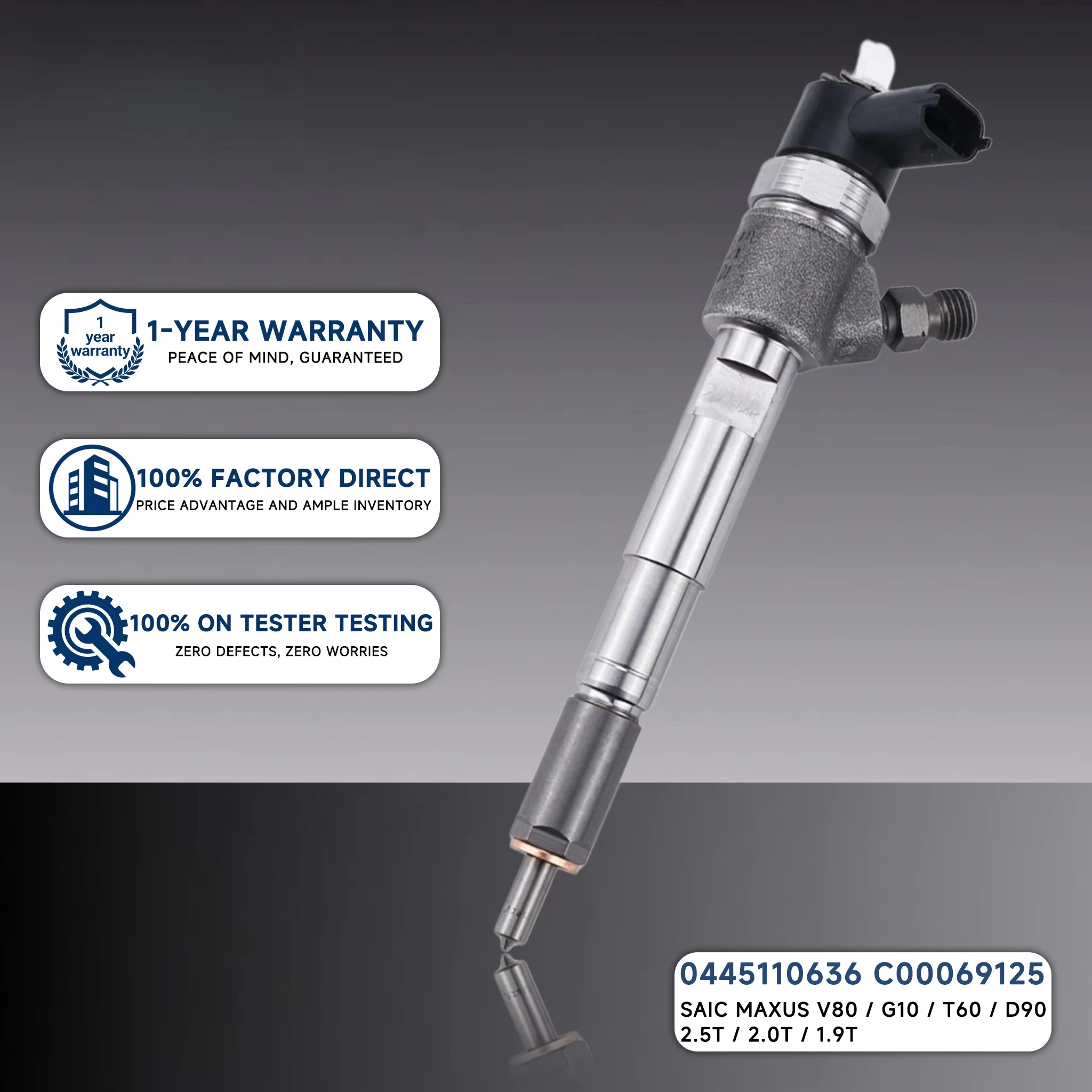 Wholesale 0445110636 Common Rail Injector C00069125 Diesel Fuel Injection 0445110635 for SAIC Maxus V80 G10 T60 D90 2.5T