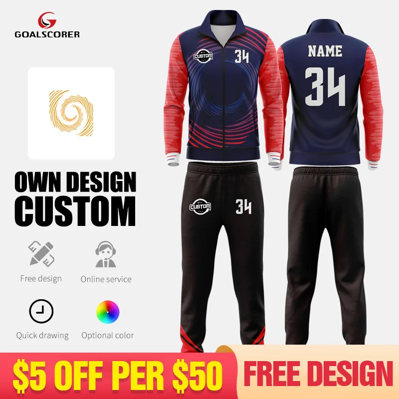 

Wholesale Custom Sublimation Soccer Tracksuit Sets Polyester Plus Size Jackets Winter Zipper Football Tracksuit For Men Jogging