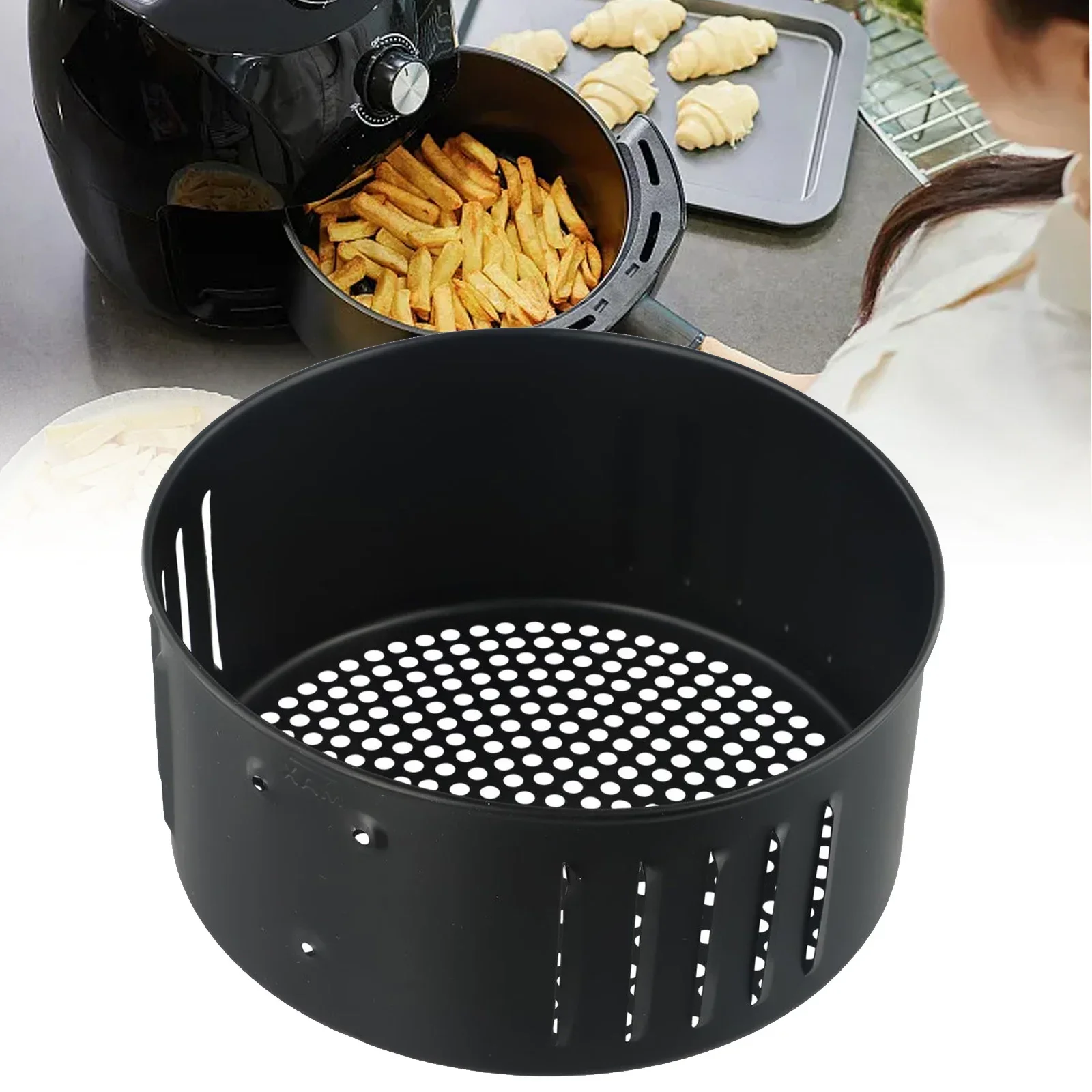 Air Fryer Air Fryer Basket 1 Pcs Black Cast Iron Kitchenware Safe Kitchen Air Fryer Basket High Quality Strong