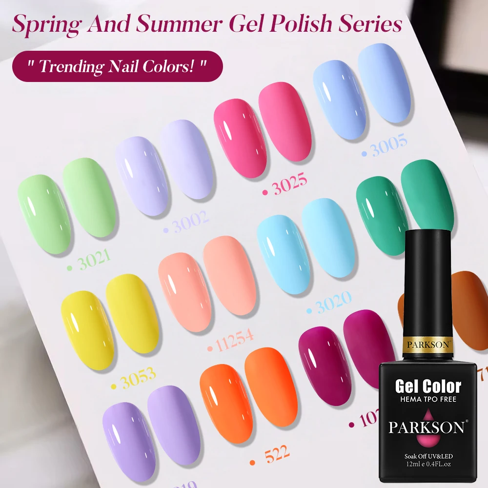 Parkson Spring Summer Nail Gel Polish 12ml Yellow Green Pink Gorgeous Full Coverage Soak Off UV LED Semi Permanent Gel Varnish