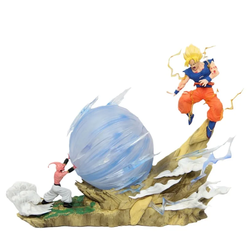 21cm Anime Dragon Ball Xiao Buou vs Wukong escena de batalla puede brillar modelo de mano ornamento estatua juguete figuras de acción Accesorios