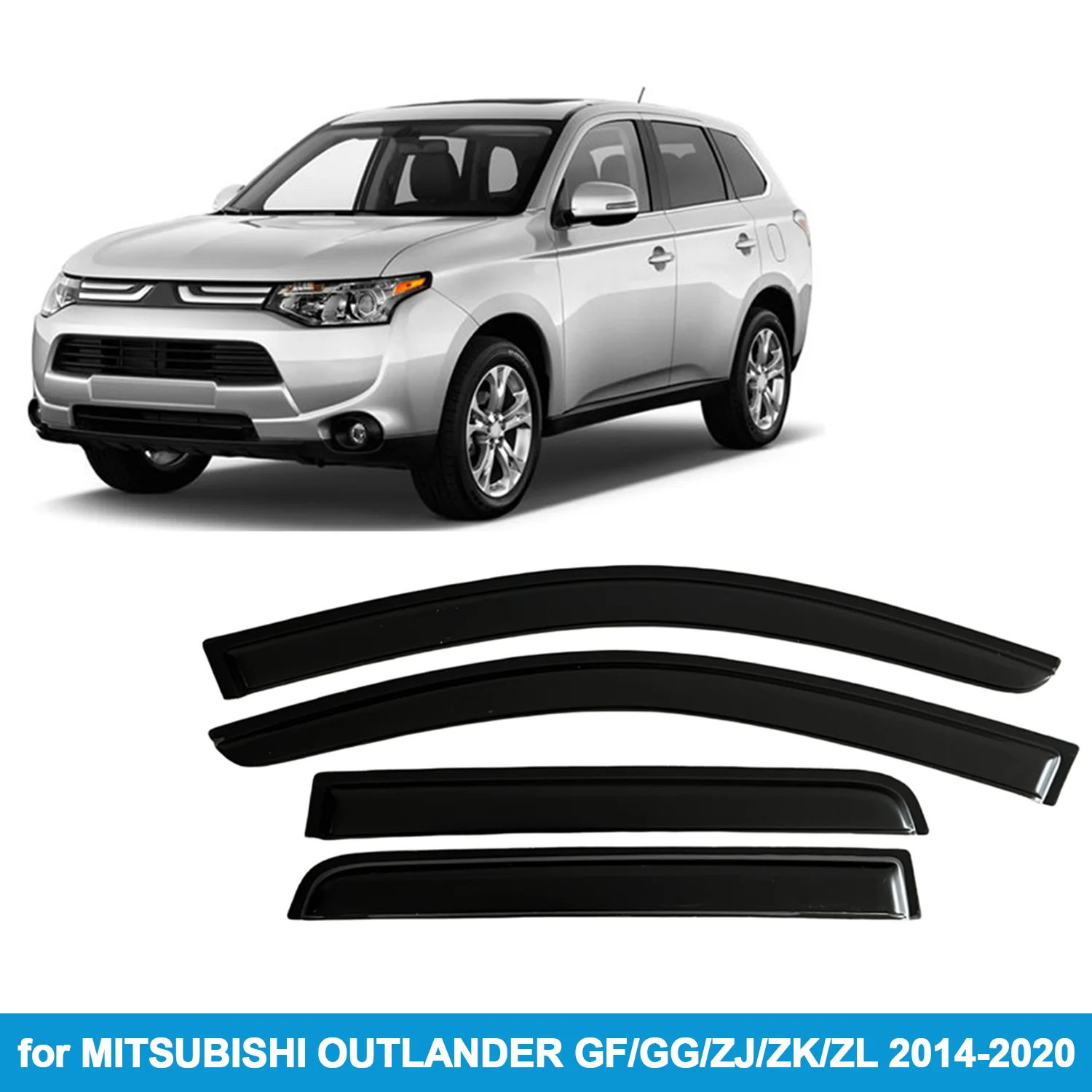 

Window Visor for MITSUBISHI OUTLANDER GF/GG/ZJ/ZK/ZL 2014-2020 Rain Guard Side Vent Deflector Weathershield Outside-Mount Tape