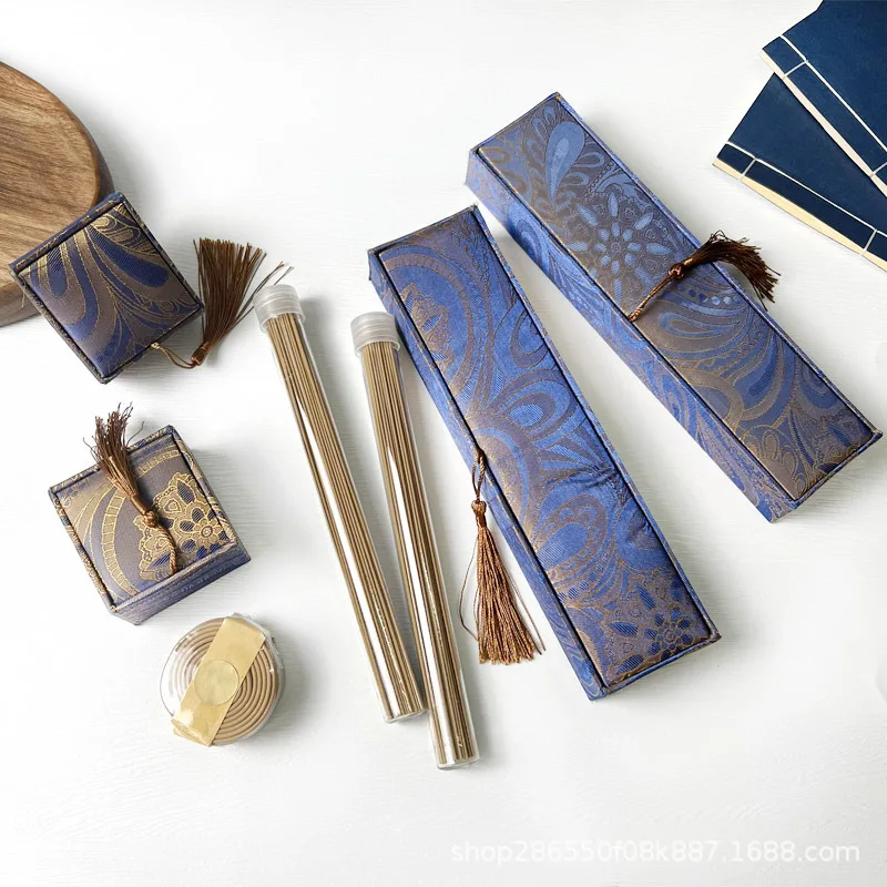 Long Lasting Agarwood Sandalwood Incense Sticks Coils, Home Office Meditation Aroma Incense Complete Gift Box with Burner