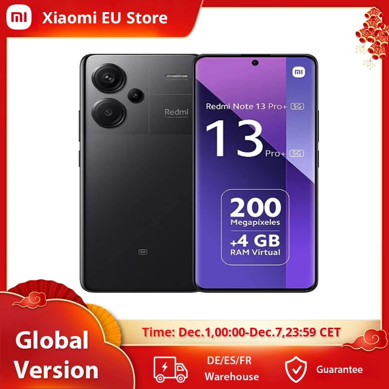 Xiaomi Redmi Note 13 Pro Plus 5G Global Version 256GB/512GB MediaTek Dimensity 7200-Ultra 6.67'' 3D-Curved 1.5K 120Hz Display,1