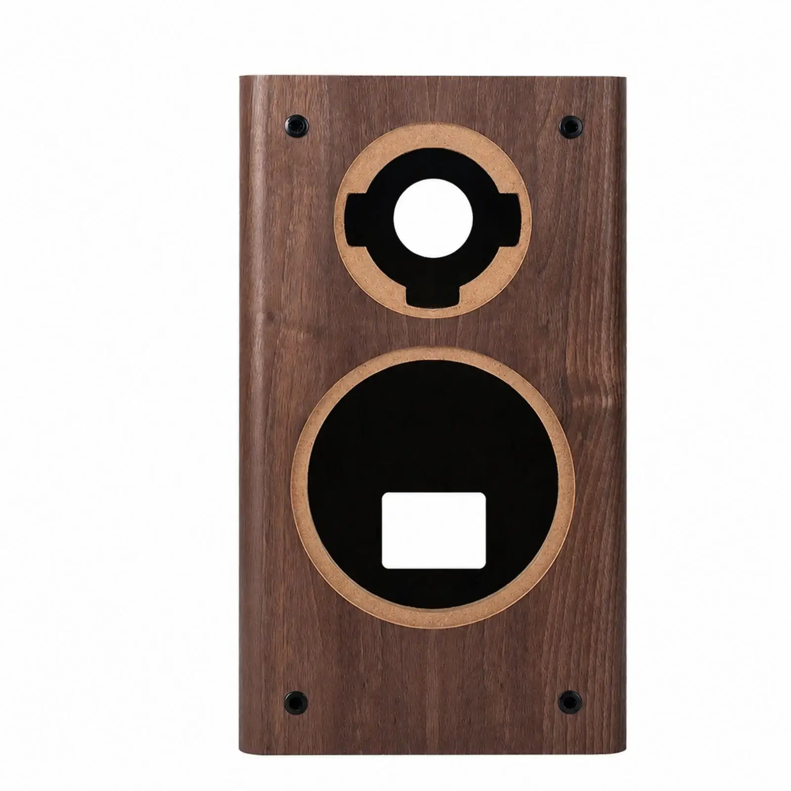 Passive Speaker Cabinet | Walnut Wood-Grain Finish, two Driver Cutouts, DIY Speaker Enclosure, for Listening Rooms