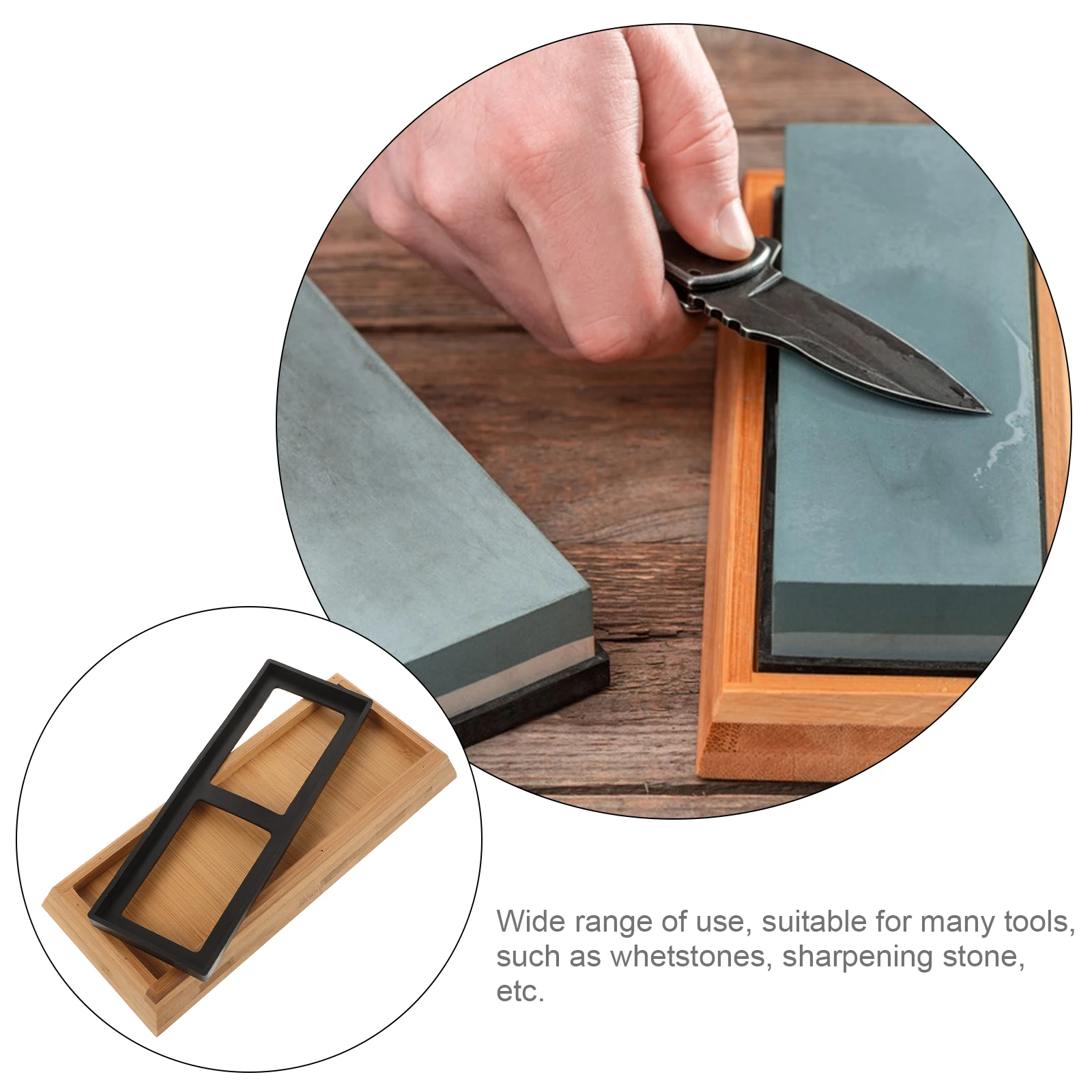 

1Set Whetstone Base Made of Bamboo and Rubber Smooth Surface Sharpening Stone Stand for Home Kitchen Sharpener Storage Holder