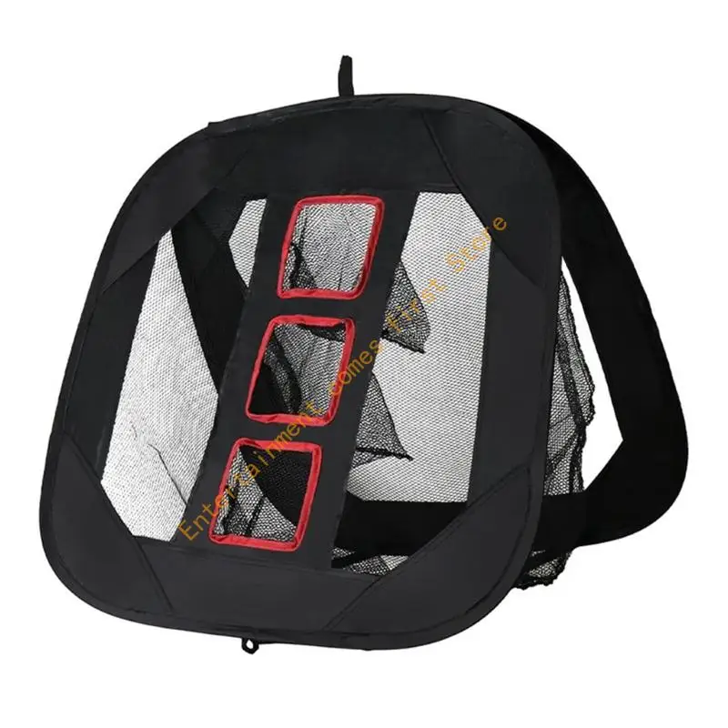 Portable Golf Hitting Net Set for Home Use, Foldable Net with 3 Pocket Openings, Practice Mat, Carry Bag, and Stakes 55KD