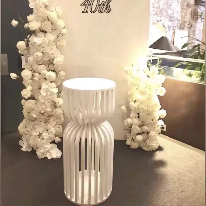 Decorazioni di nozze plinti bianco rotondo cilindro floreale zoccolo espositore piedistallo per eventi di festa di matrimonio