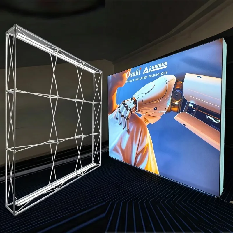 Aluminum Foldable LED Mesh Light Box Pop Up Exhibition Backdrop