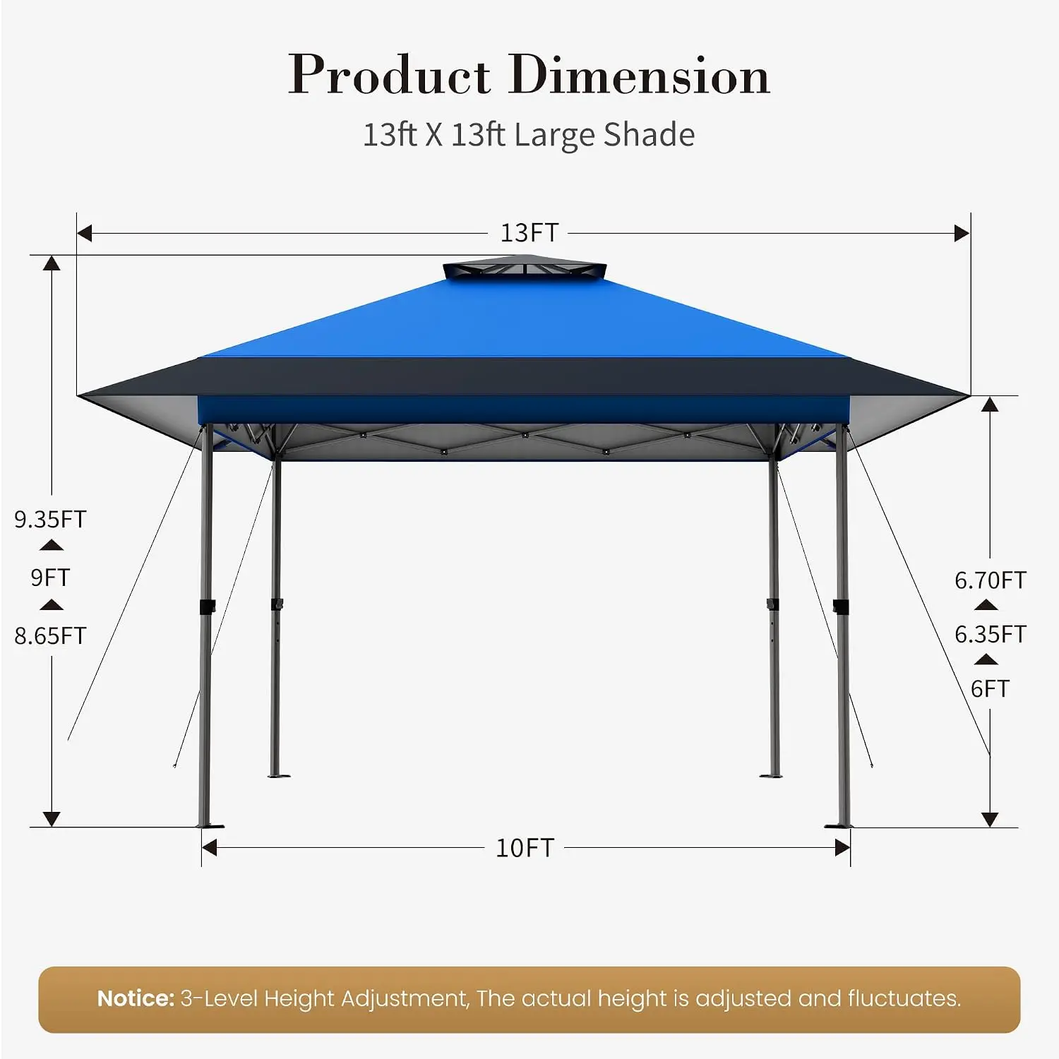 Outdoor Canopy 13x13 Pop up, Easy One Person Set Tents, Customized