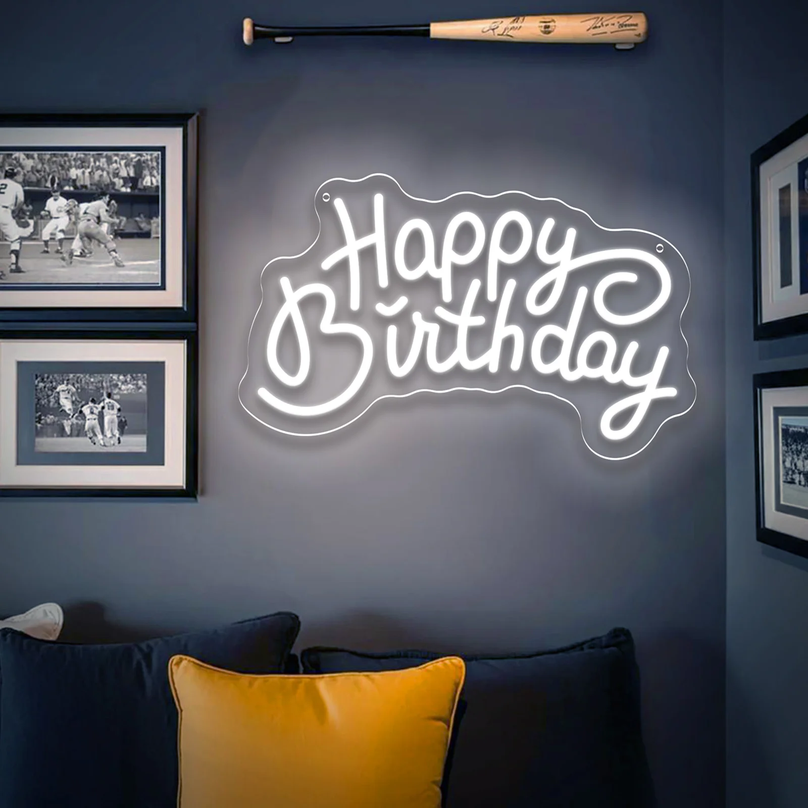 LED Neon Light Happy Birthday Neon Sign for Restaurant Man Cave Bedroom Shop Bar Decor Birthday Gift for Friend USB Dimmable