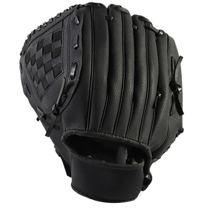 Guante de béisbol de 2 colores para deportes al aire libre, equipo de práctica de Softball, mano derecha para adulto, hombre, mujer, tren, negro, 10,5 pulgadas