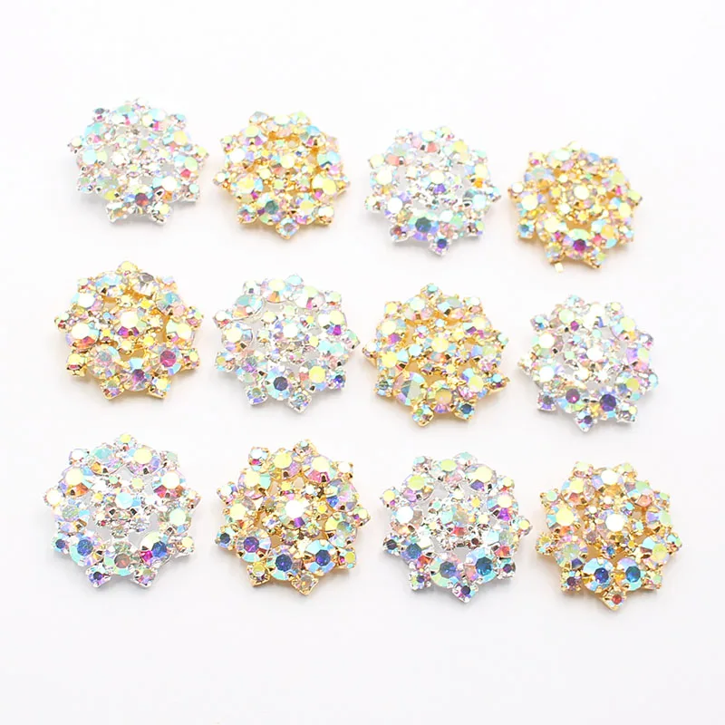 New 10 pieces 22MM Gold/Silver Metal Rhinestone Button Handle Diamond Accessories Wedding Decoration Sewing Clothing Buttons DIY