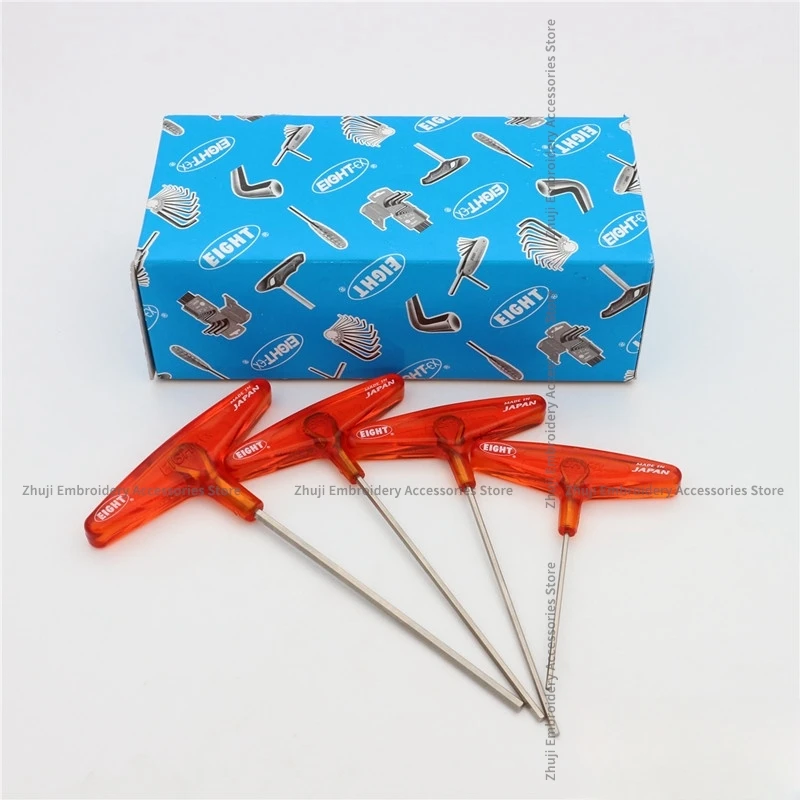 1 Uds Japón ocho 018 T tipo llave Allen hexagonal 2mm 2,5mm 3mm 4mm para Tajima Barudan Swf Feiya Zsk feliz doméstico