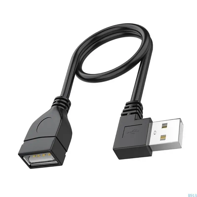 R91A USB 2.0 케이블 수컷에서 여성 연결 확장 코드 90도 각도 랩탑 키보드 및 USB 플래시 드라이브