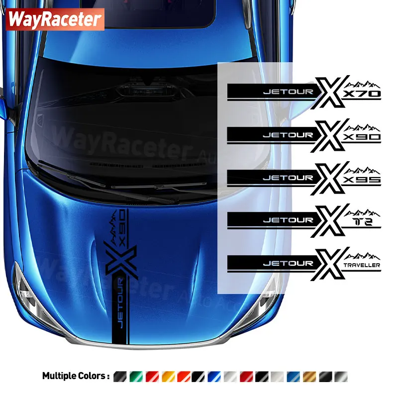 

Bonnet Hood Stripes Sticker Off Road Mountain Styliong Engine Cover Decal For Chery Jetour X70 X90 X95 Traveller T2 Accessories