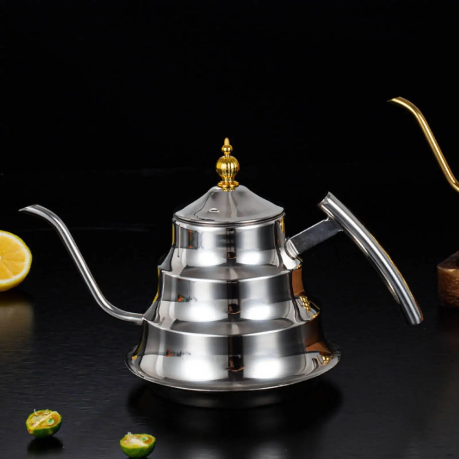 Stainless Steel Teapot with Built-in Strainer Magical Tea Maker Pot for Kitchen Cafe or Tea Service