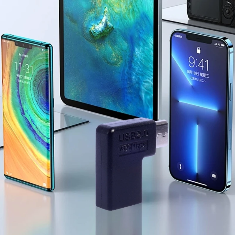 90도 각도 마이크로 USB 충전 어댑터 MicroUSB-TypeC 변환기