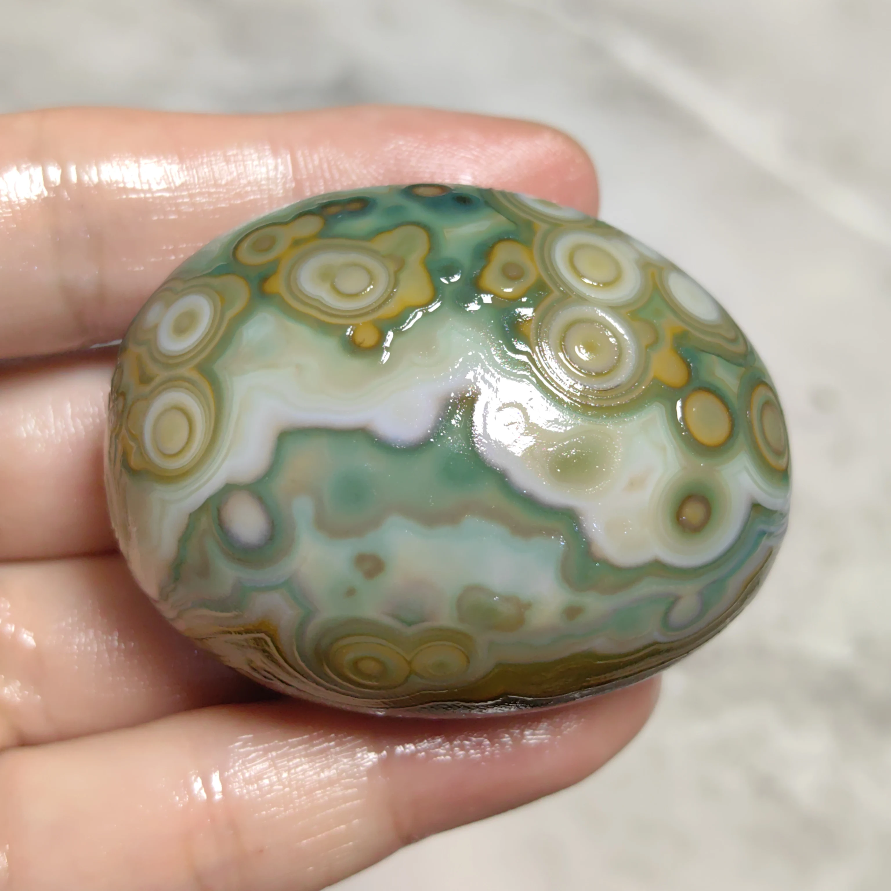 

Natural Gemstones Flower Eyes Wishing Agate Palm Stone Color Agate for DIY Jewelry Making Home Decor Accessories Natural Mineral