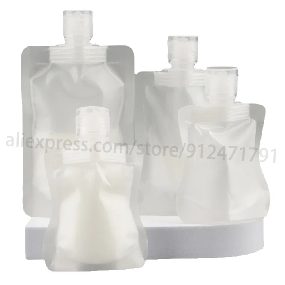 4pcs Set 30/50/100ML Clamshell Packaging Bag Stand Up Spout Pouch Plastic Hand Sanitizer Lotion Shampoo  Travel Bag