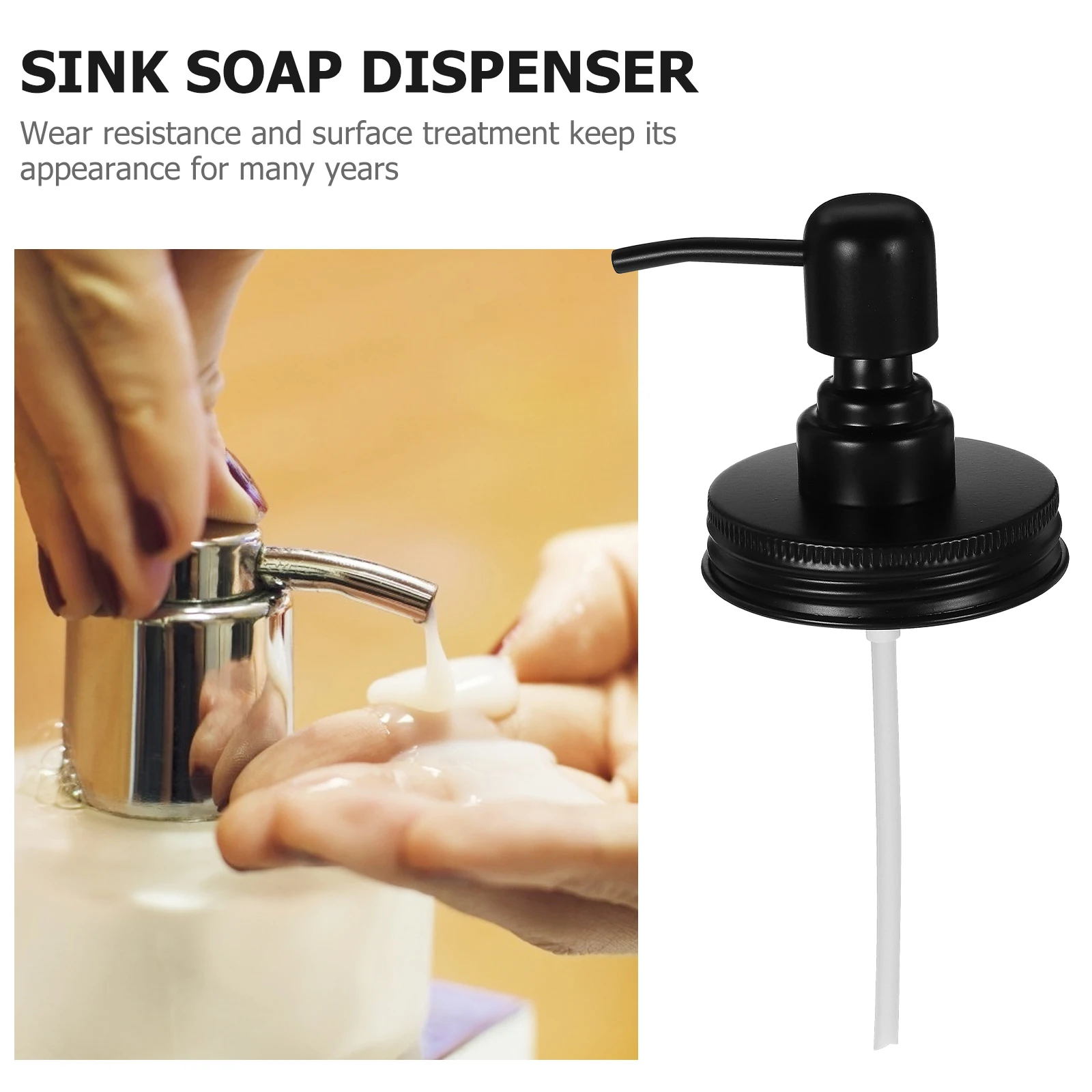 

2Pcs Glass Jar Pump Lid Stainless Steel Dispenser Pump Mason Jar Cap Lotion Shampoo Bottle Lid Canning Lids