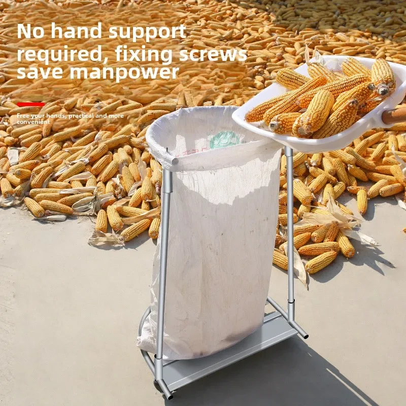 Innovative Corn Stick Bagging Support Frame with Woven Bag Holder for Agricultural Harvest Grain Rice Bag Stuffer