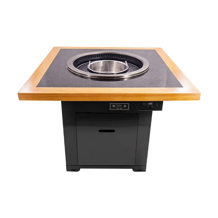 Support Customization 2 In 1 Korean BBQ Grill  Smokeless Integrated Barbecue Hot Pot Table Shabu Shabu Table