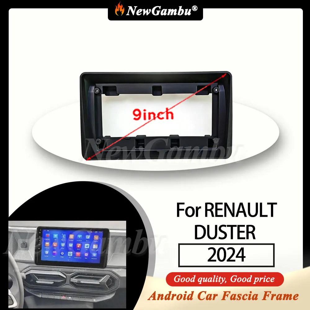 

NewGambu 9 Inch Radio Fascia fit For RENAULT DUSTER 2024 LOW-END Fascia Frame No Cable Android Car Trim Panel