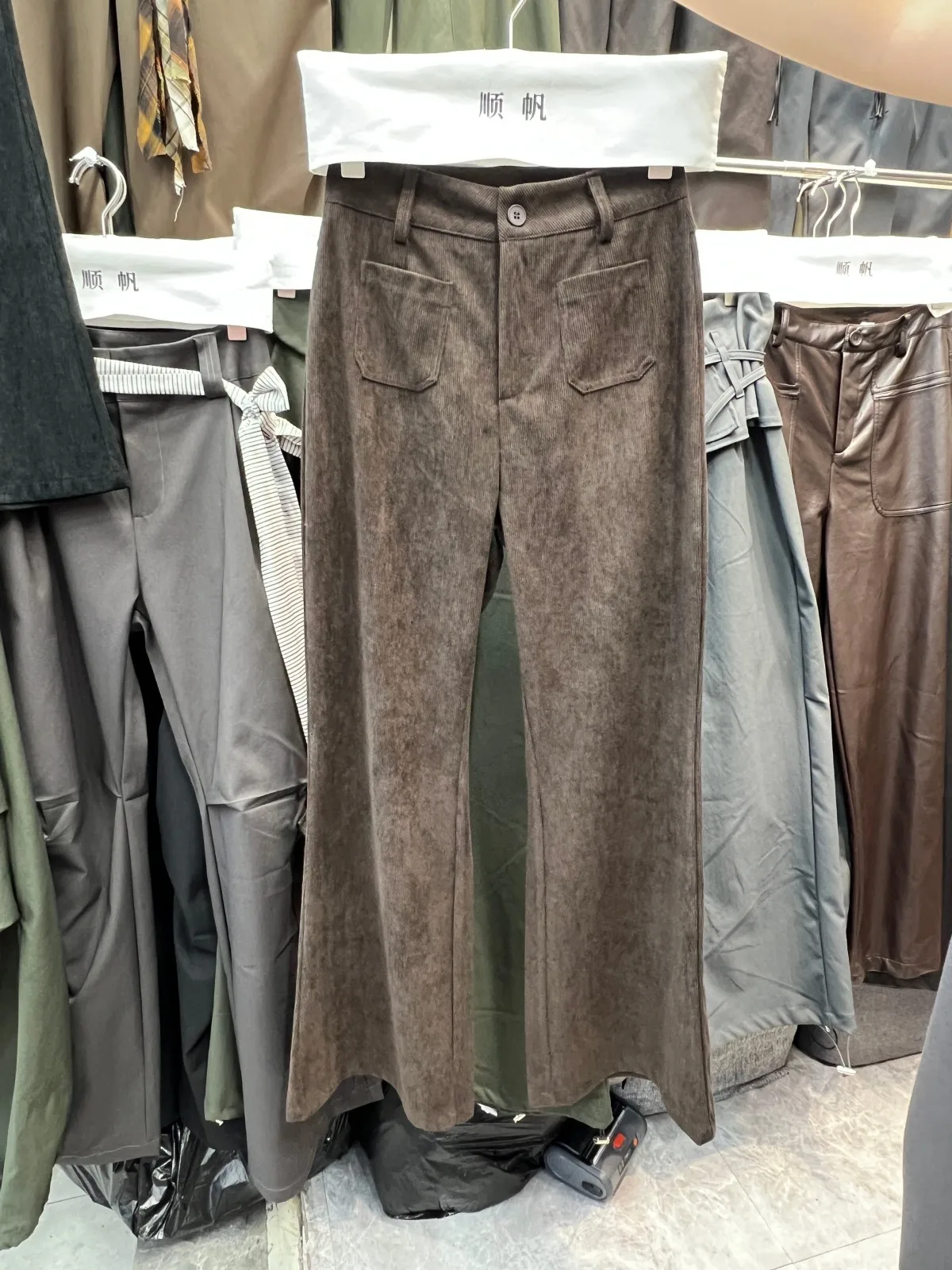 

Женские осенне-зимние тонкие вельветовые широкие брюки с высокой талией, женские однотонные винтажные прямые брюки полной длины в полный рост