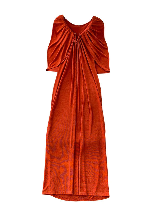 فستان طويل أنيق بياقة شال للنساء، تصميم عصري ضيق يصل إلى الركبة، مجموعة الخريف والشتاء للتنقل في المدينة