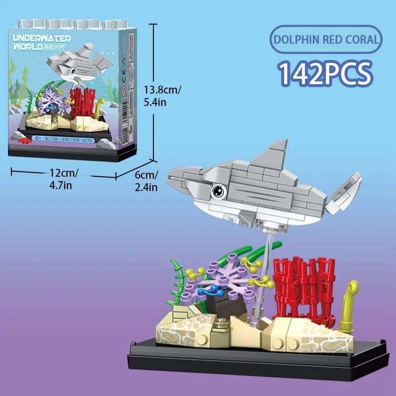 Underwater World Building Blocks Toy Set Dolphin Clown Fish Jellyfish Turtle Marine Life Bricks Toys Children\'s Christmas Gifts