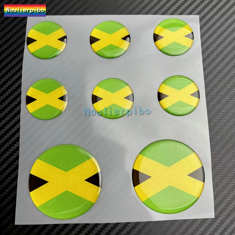 3D Car Sticker Jamaica Logo Sticker Gel Dome Resin Sticker 8 Piece Set Decal Helmet Car Helmet Trolley Case Laptop Phone Decal