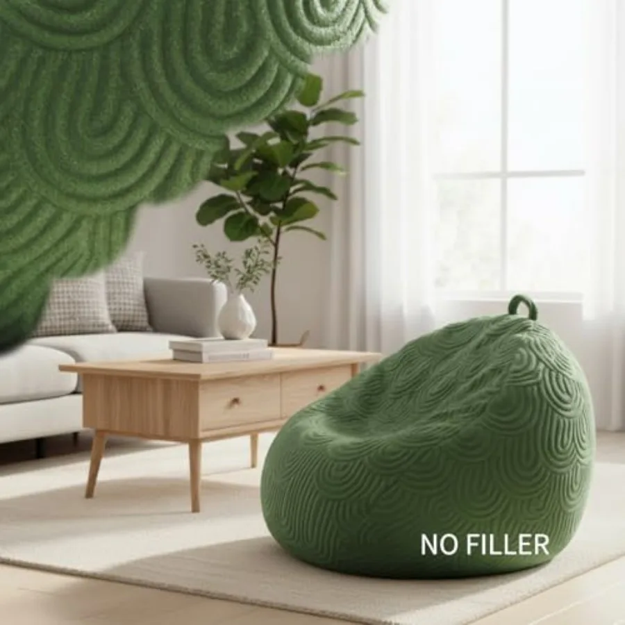 Arched Pattern Stuffed Animal Storage Bean Bag Chair Cover No Filler Comfy Bean Bag Cover Without Filling or Home Bedroom Decor
