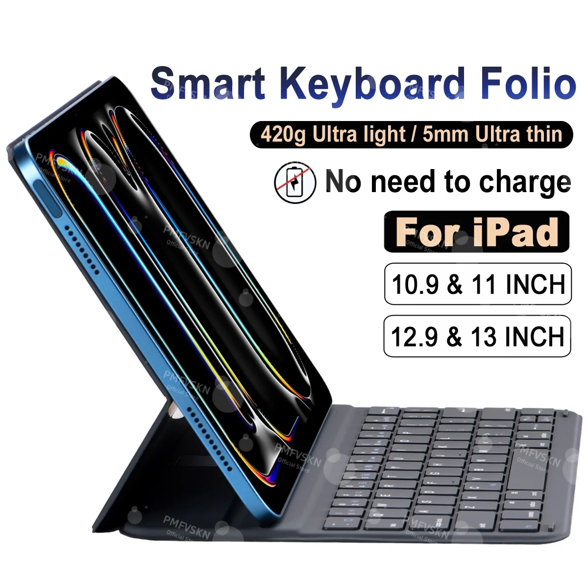 

Ультратонкий чехол с умной клавиатурой для iPad 11 A16 2025 10-го поколения, чехол Folio для Air 11 13 2024 2025 Air 4 5 iPad Pro 11 12,9 13 дюймов