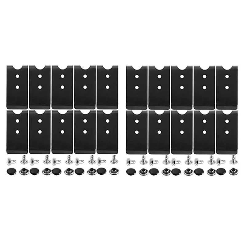 

20 Pcs Metal Belt Clip Buckle Spring Hook Belt Clip With 20 Pairs Rivets For Belt Bag Leather DIY (Black)