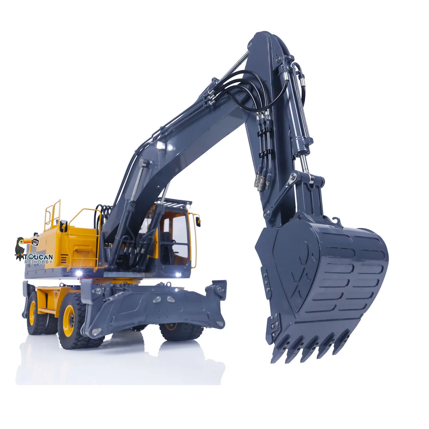 LESU Aoue ET30H 1/14 RC excavadora hidráulica Control remoto Metal con ruedas excavadora sistema de luz ESC RC camión para adultos juguetes RC