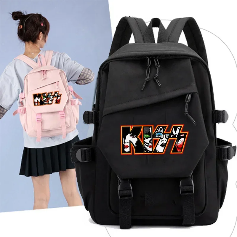 Rock Band Kiss Women Hip Pop Waterproof Schoolbag Jim Hendrix Backpack Trendy Girls Laptop School Bags Cute Travel Book Bag