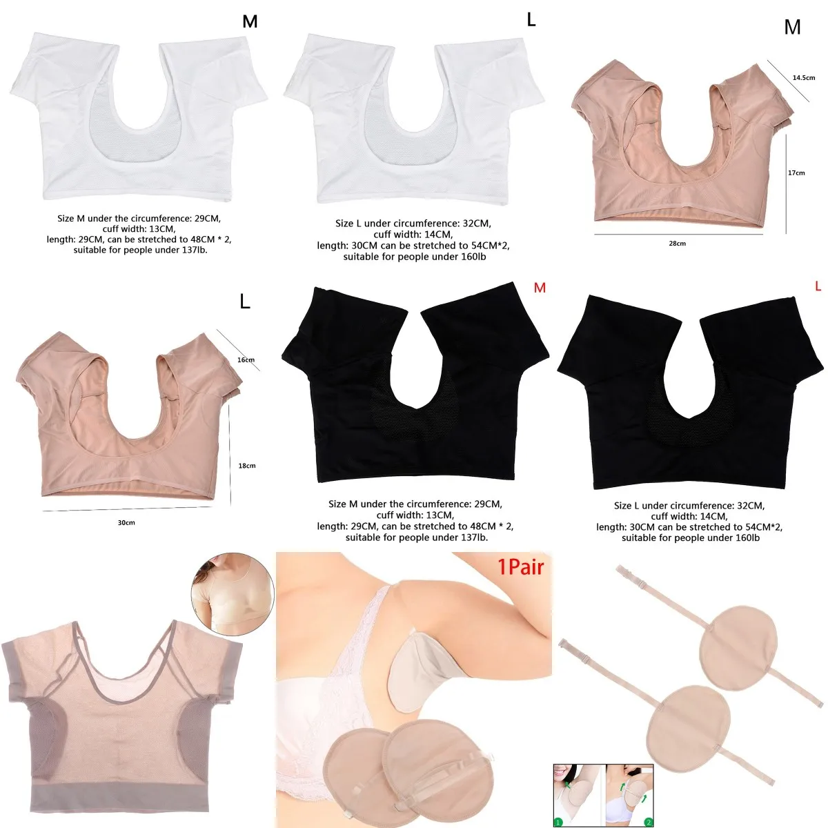 1pcs T-shirt Shape Sweat Pads Reusable Washable Underarm Armpit Sweat Pads Perfume Absorbing Anti M L Model